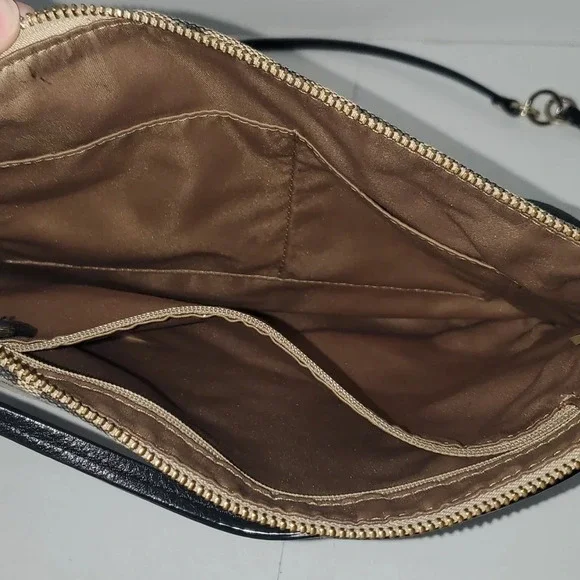 COACH Madison Signature Print Slim File Bag Crossbody Shoulder Bag Black\Tan - Picture 6 of 16